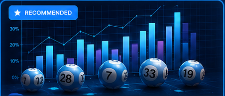 Lottery number frequency chart with numbered balls